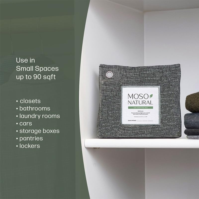 Moso Natural Air Purifying Bag 300g (10.58oz) Premium Bamboo Charcoal Odor Absorber for Home & Pet, Closet Odor Eliminator & Small Room Deodorizer, Charcoal Bags Last 2 Years, Unscented (5 Pack) - Image 5